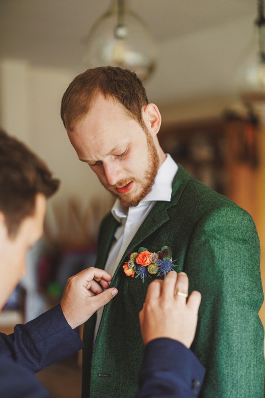 Rainbow grooms flowers, pocketsquare flowers, 